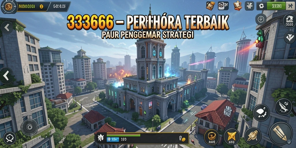 Screenshot menunjukkan aksi pertahanan menara yang mendebarkan.