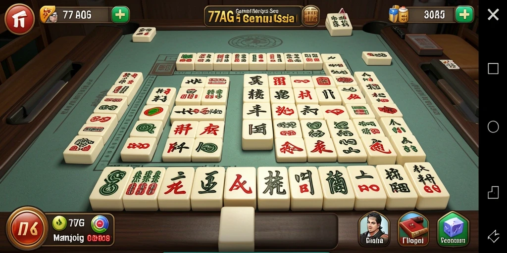 Tampilan gameplay Mahjong yang menyenangkan di 77AG.