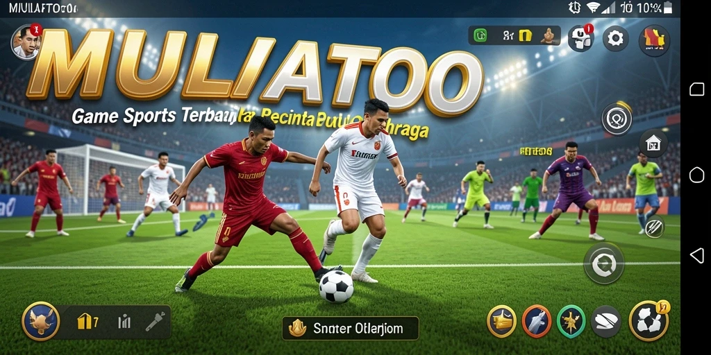 Screenshot gameplay seru dari MULIATOTO yang menampilkan pertandingan olahraga.