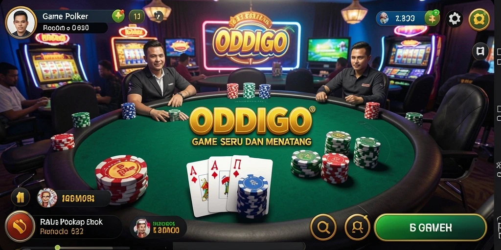 Tampilan gameplay Poker yang penuh aksi di ODDIGO.