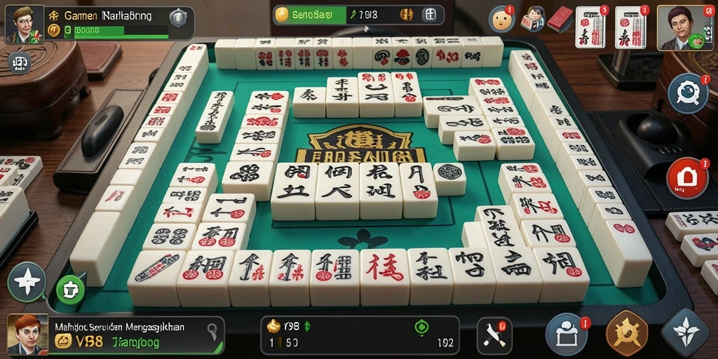 Tampilan screenshot gameplay V98 menunjukkan keseruan bermain Mahjong.